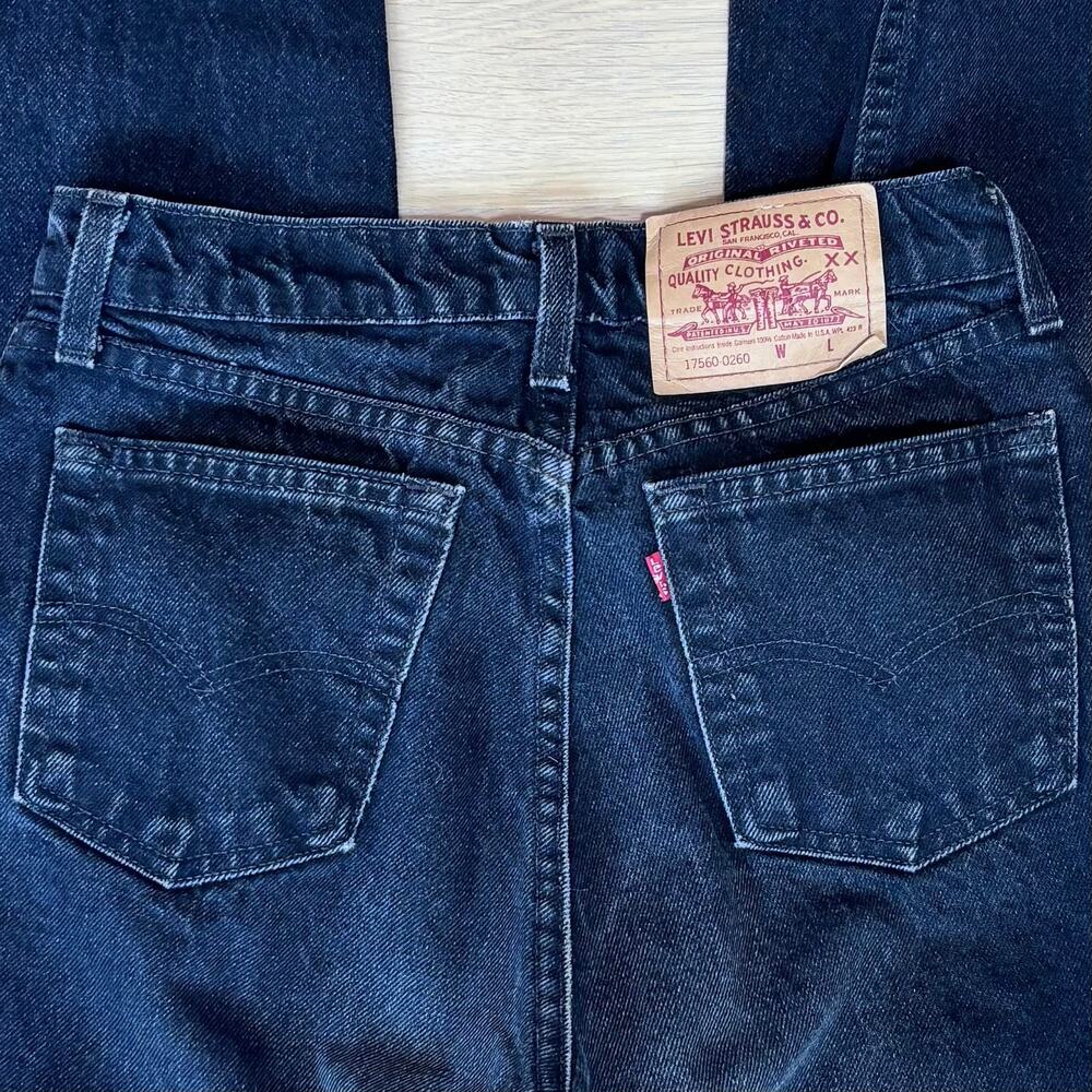VTG 90s Levi’s 560 High Rise Tapered Jeans USA Made Faded Black Womens Size 27 - Picture 2 of 7